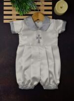 Olive – Premium White satin baptism romper - Image 10