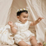 Hand-stitched premium satin boys’ baptism gown with matching accessories
