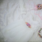 Esther- Baptism Dress and Christening accessories Combo. Elegant Christening Set for Baby Girls