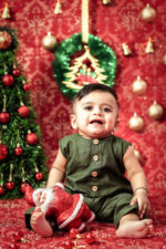 Elegant Olive Green Christmas Romper – Classic Holiday Charm for Your Little Star! - Image 2