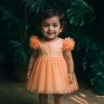 Aurelia Peach Bloom Party Dress – Elegant Baby Birthday & Baptism Party Outfit