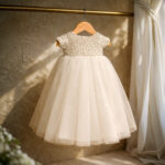 Aveline – Premium Off White Bespoke Long Baptism Dress 8 Piece Combo Set for Baby Girls